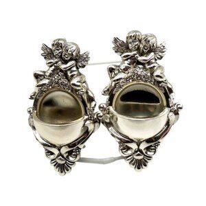 Holy Water WALL FONT silver resin cherub angel Set Victorian Inspired 5.1"